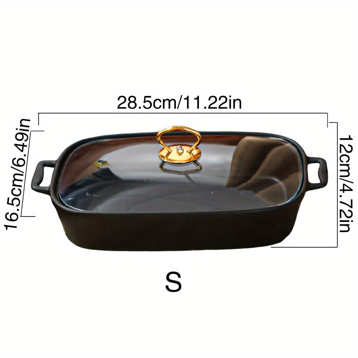 Элегантная керамическая кастрюля с крышкой из стекла - универсальная посуда для запекания, жарки и подачи - прочная фарфоровая посуда для дома и вечеринок