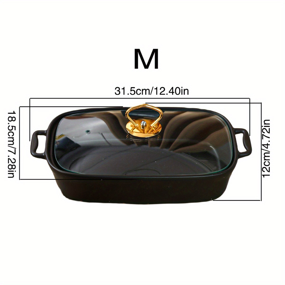 Элегантная керамическая кастрюля с крышкой из стекла - универсальная посуда для запекания, жарки и подачи - прочная фарфоровая посуда для дома и вечеринок