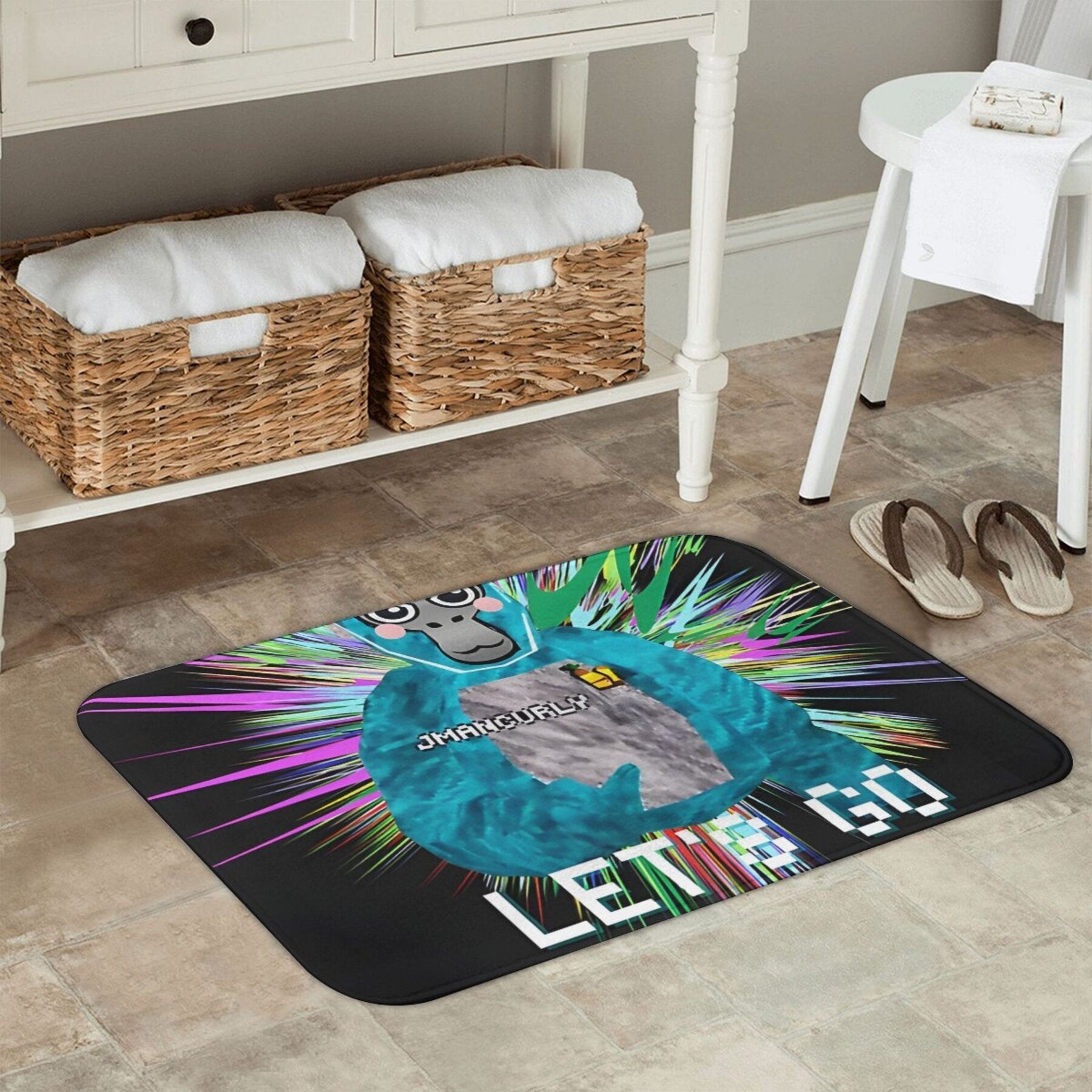 Flannel Gorilla Door Mat Lightweight Washable Rug for Home Entrance Decor