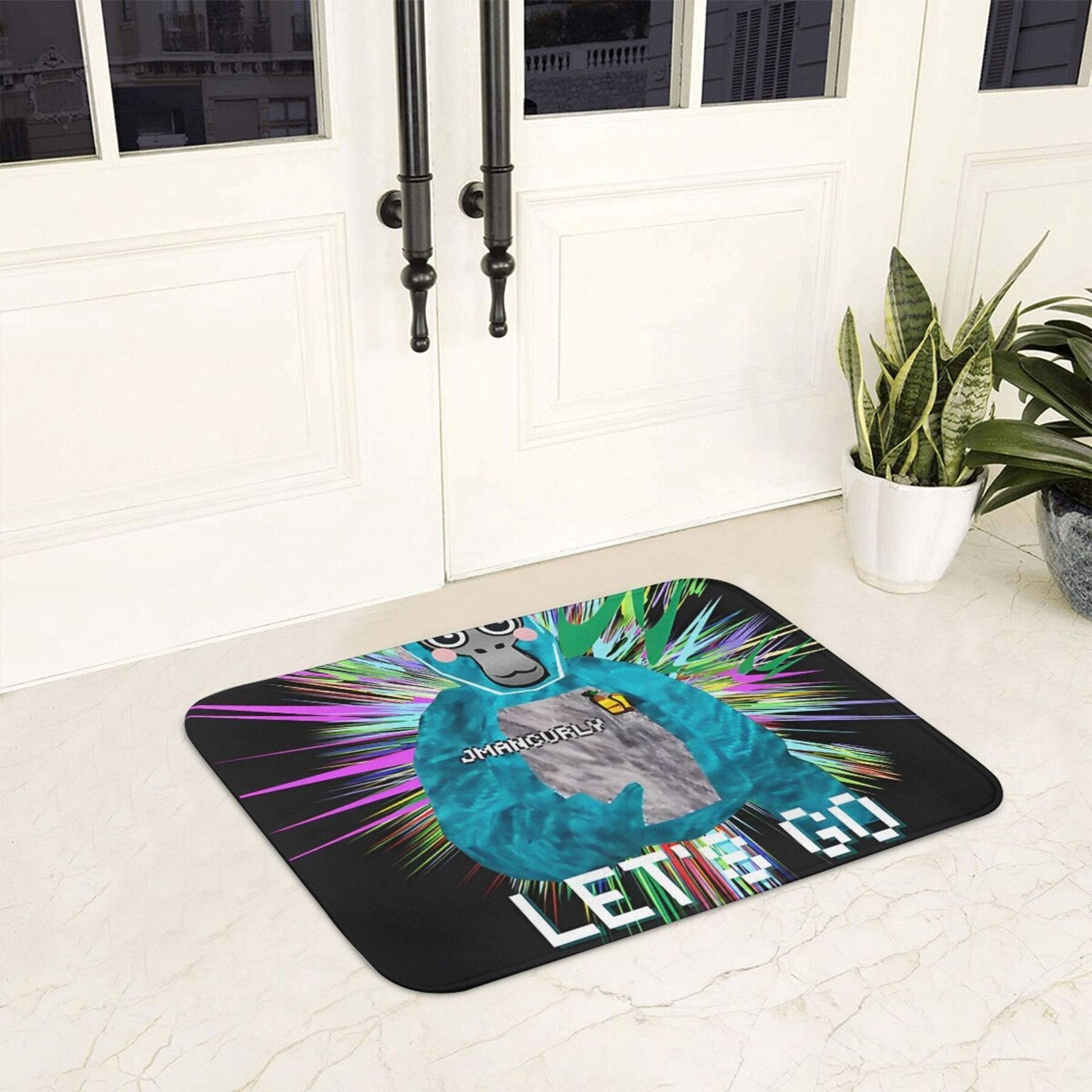 Flannel Gorilla Door Mat Lightweight Washable Rug for Home Entrance Decor