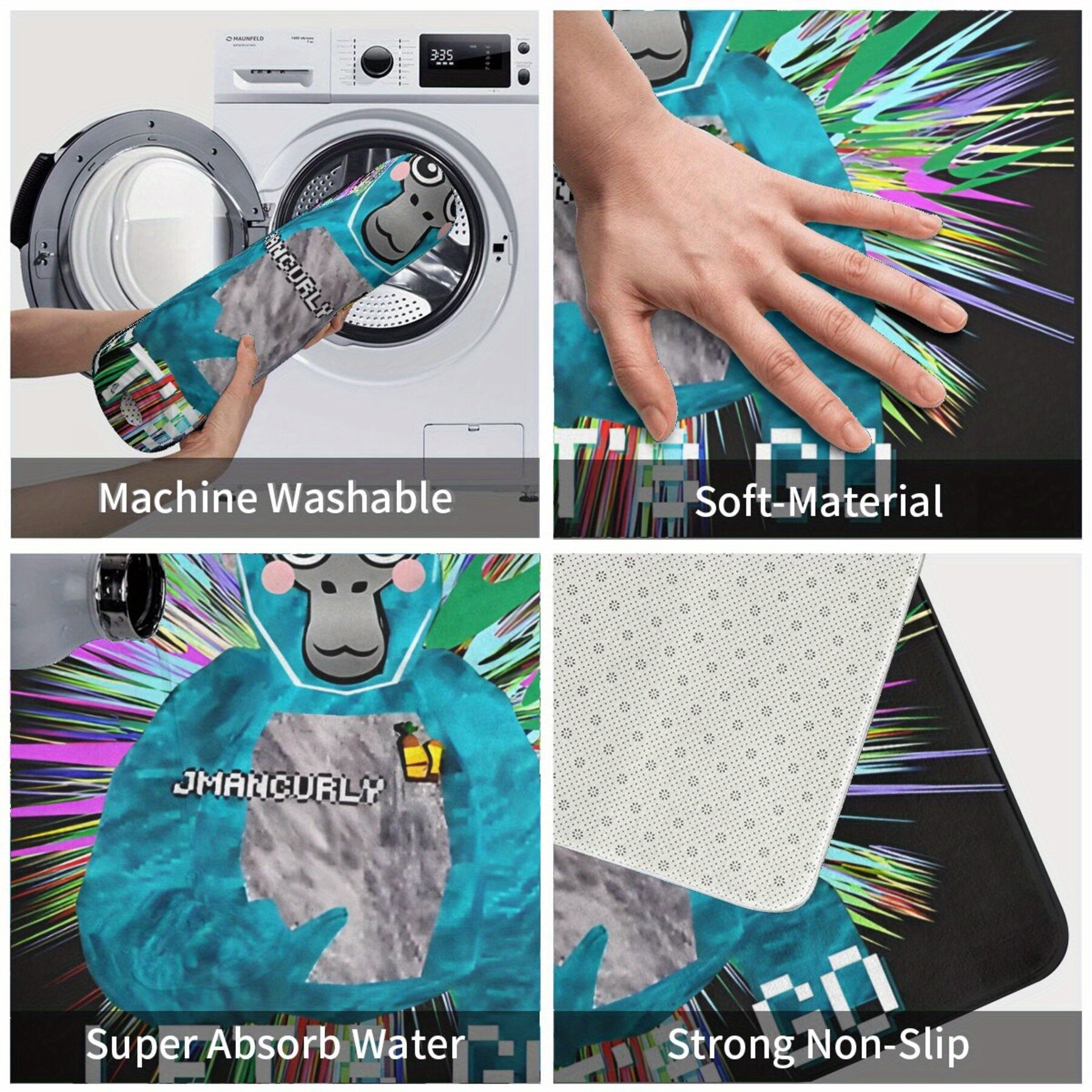 Flannel Gorilla Door Mat Lightweight Washable Rug for Home Entrance Decor