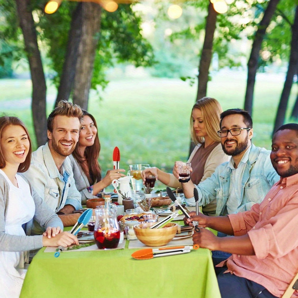 1 Набор мини-щипцов с силиконовыми головками, нержавеющие стальные антипригарные щипцы, идеальные для салатов, гриля, жарки и готовки - безопасны для контакта с пищей