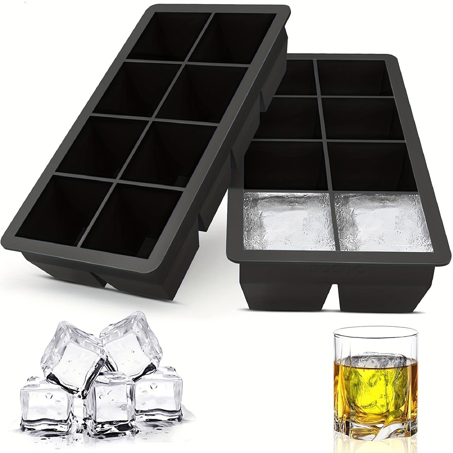 Bandeja grande de silicona sin BPA para cubitos de hielo, ideal para whisky y uso alimentario