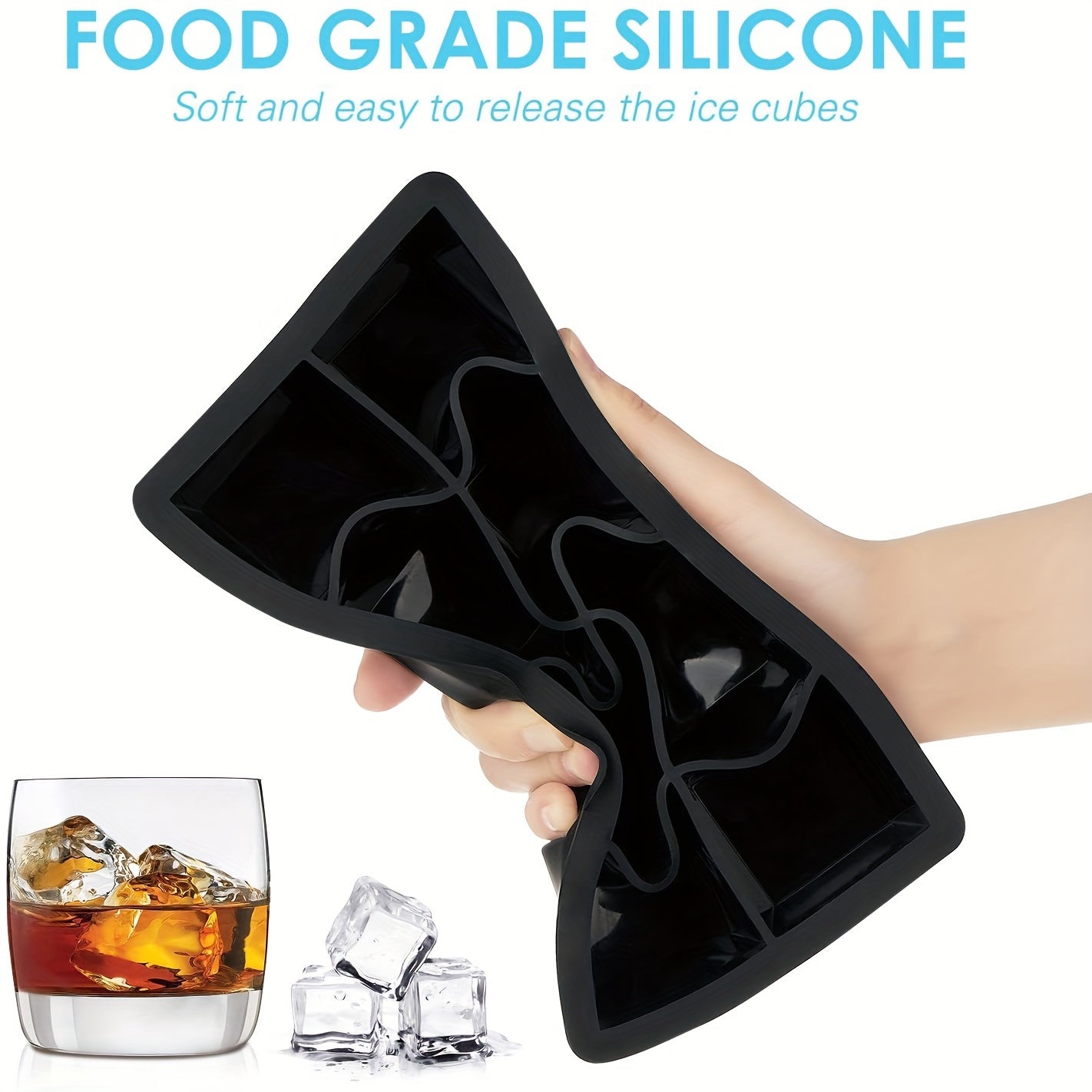 Bandeja grande de silicona sin BPA para cubitos de hielo, ideal para whisky y uso alimentario