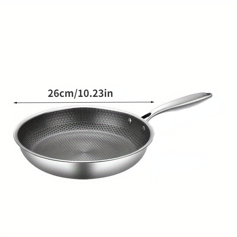 Sartén de acero inoxidable con diseño de panal para huevos y tortillas compatible con estufa de inducción y gas