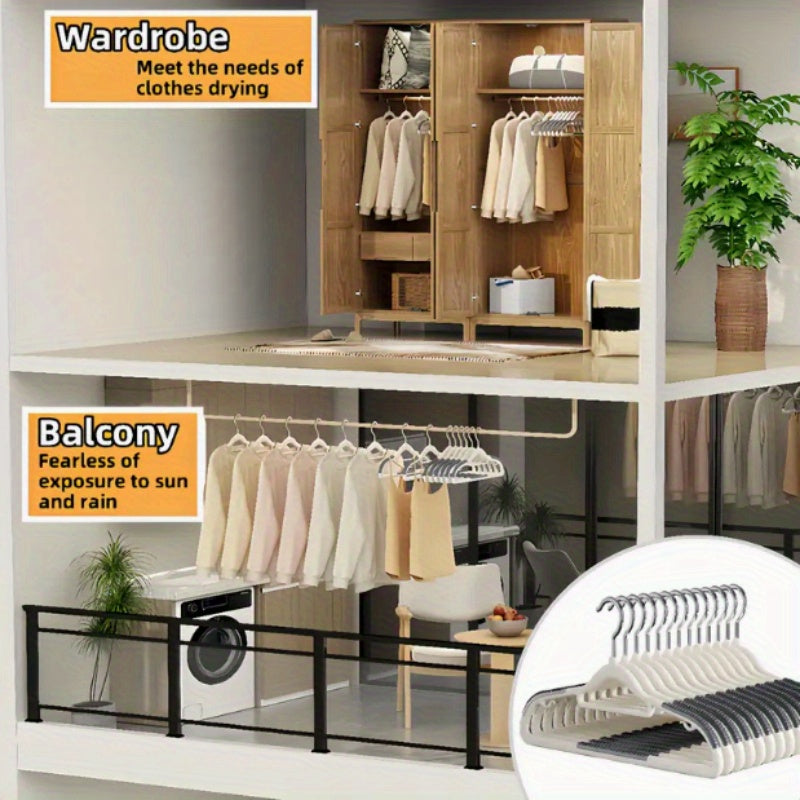 20 dona og'ir yuk plastmassa qopqog'i, kurtka va palto uchun, sirpanmaydigan, zamonaviy ko'rinish, metall tutqichlar bilan