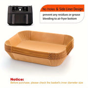 1-dona Qaytmas yopishqoq to‘g‘ri burchakli qog‘oz havo fritöleri qoplamasi - qulay, tozalash oson, joyni tejaydi, pechda xavfsiz, pishirish, tayyorlash va xizmat ko‘rsatish uchun bir martalik savat qoplamasi - uy oshpazlari uchun mukammal oshxona asbobi.