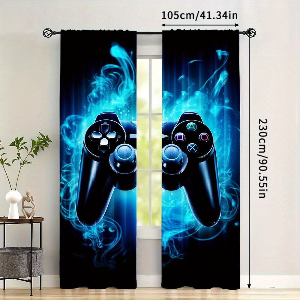 Gaming Controller Graphic Curtains 2-Piece Room Darkening Polyester for Bedroom Living Room