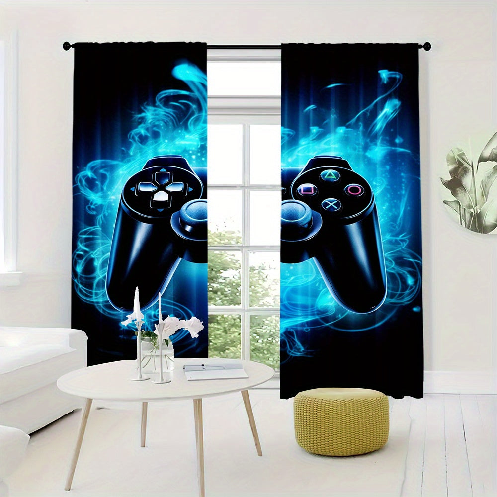 Gaming Controller Graphic Curtains 2-Piece Room Darkening Polyester for Bedroom Living Room