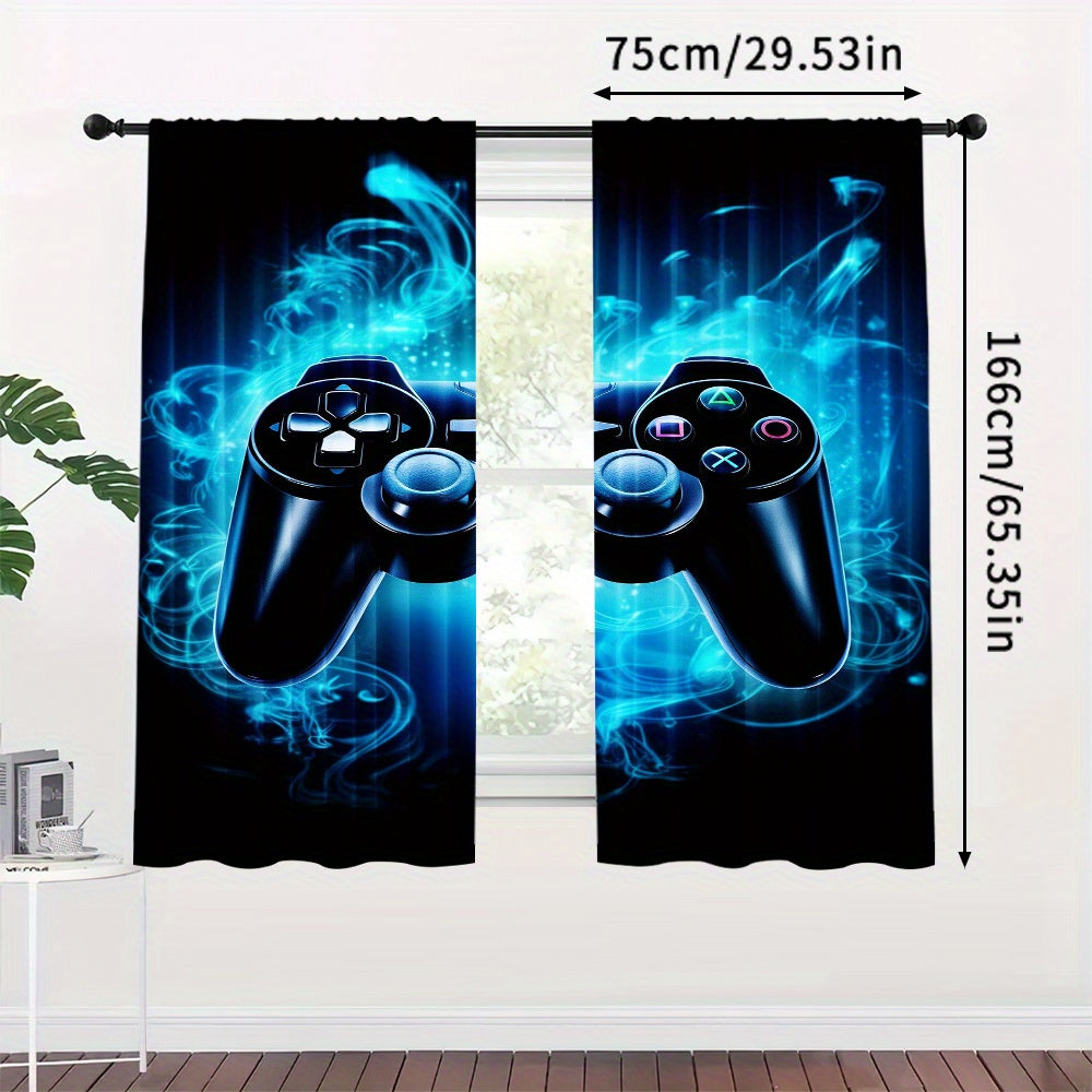 Gaming Controller Graphic Curtains 2-Piece Room Darkening Polyester for Bedroom Living Room