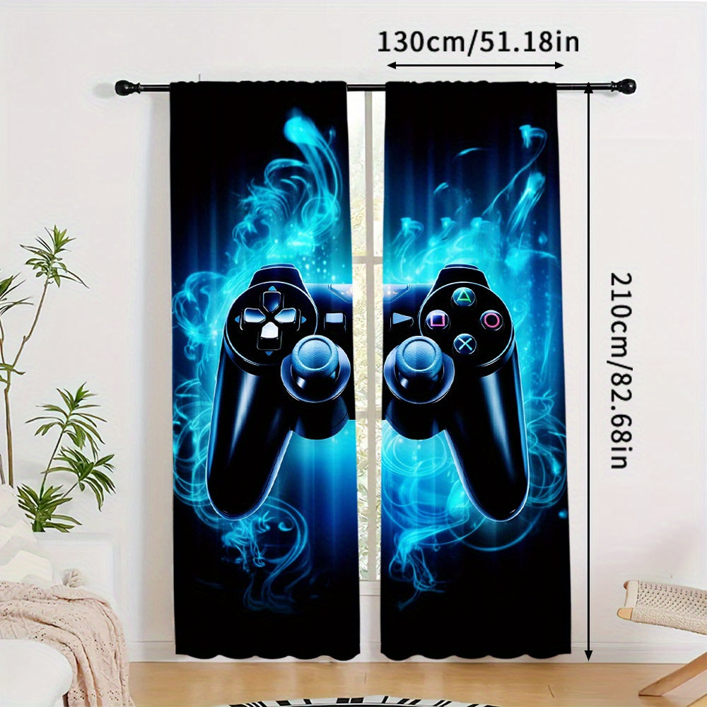 Gaming Controller Graphic Curtains 2-Piece Room Darkening Polyester for Bedroom Living Room