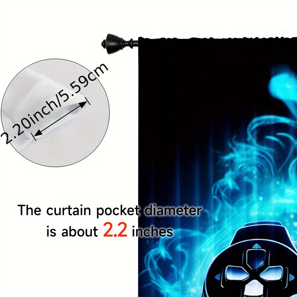 Gaming Controller Graphic Curtains 2-Piece Room Darkening Polyester for Bedroom Living Room