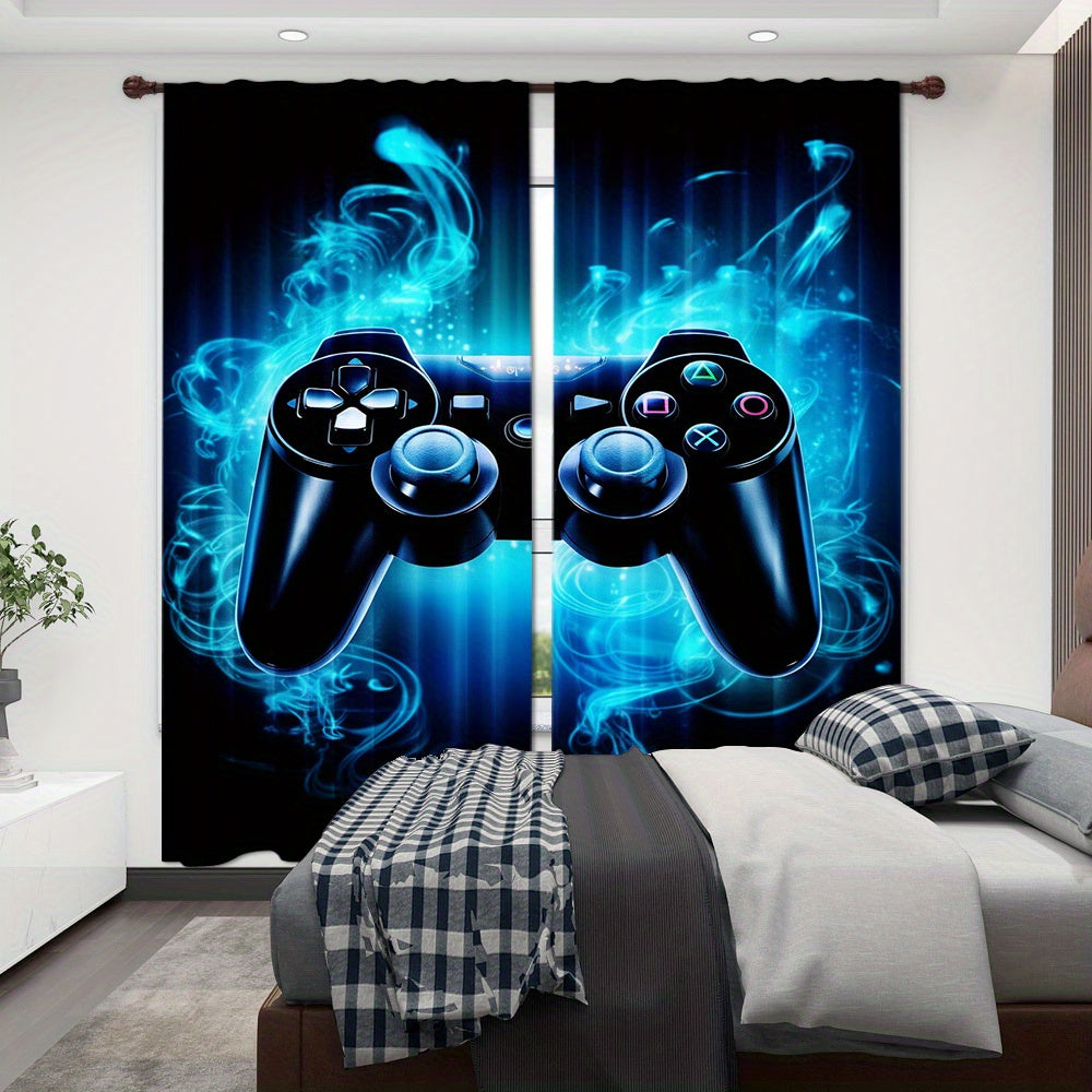 Gaming Controller Graphic Curtains 2-Piece Room Darkening Polyester for Bedroom Living Room
