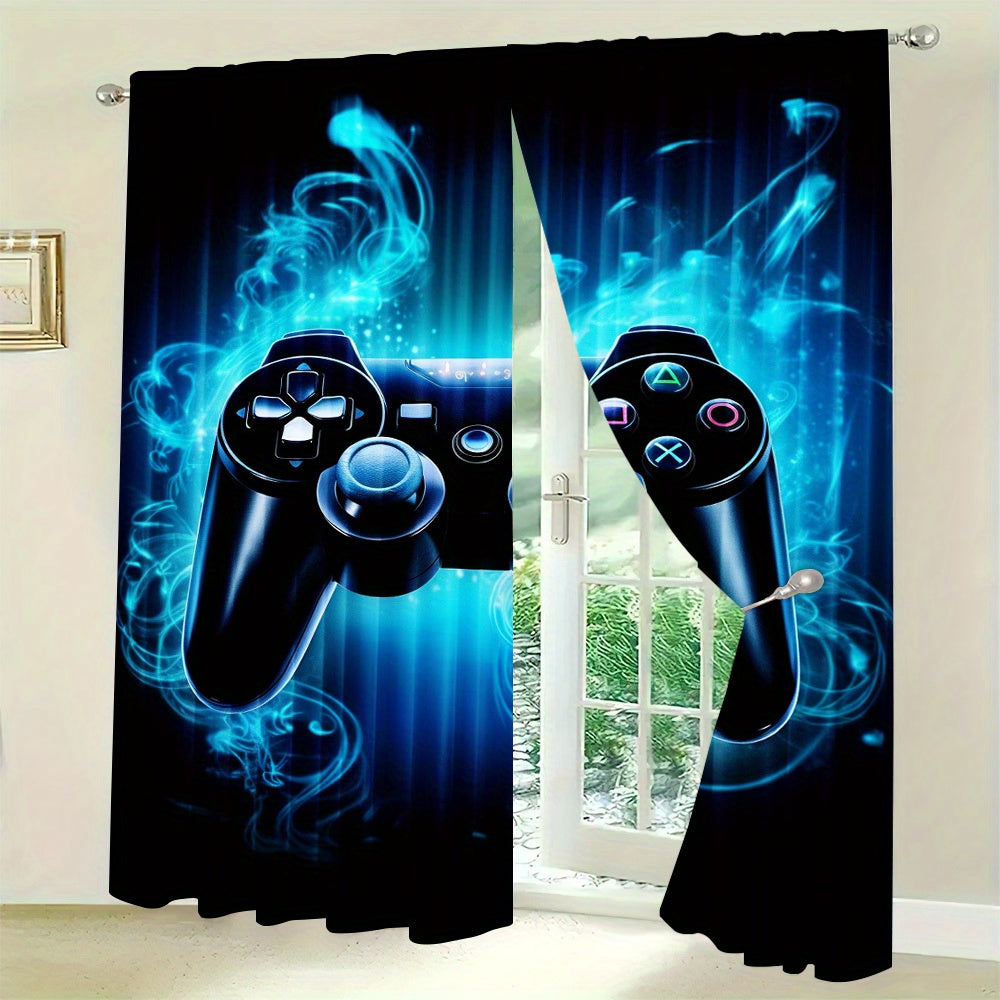 Gaming Controller Graphic Curtains 2-Piece Room Darkening Polyester for Bedroom Living Room
