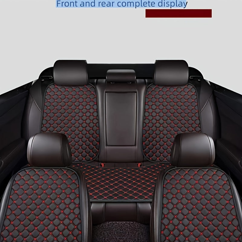 Cojín de asiento de coche de cuero PU universal con bordado de estrella para 5 asientos, todas las estaciones