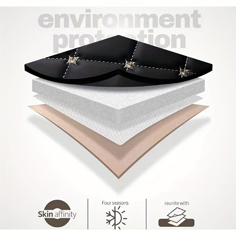 Cojín de asiento de coche de cuero PU universal con bordado de estrella para 5 asientos, todas las estaciones