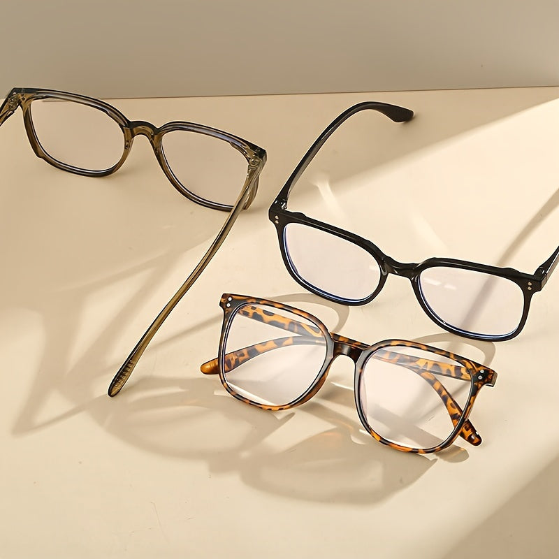 Set of 3 Square Frame Clear Lens Glasses Blue Light Blocking for Men Women