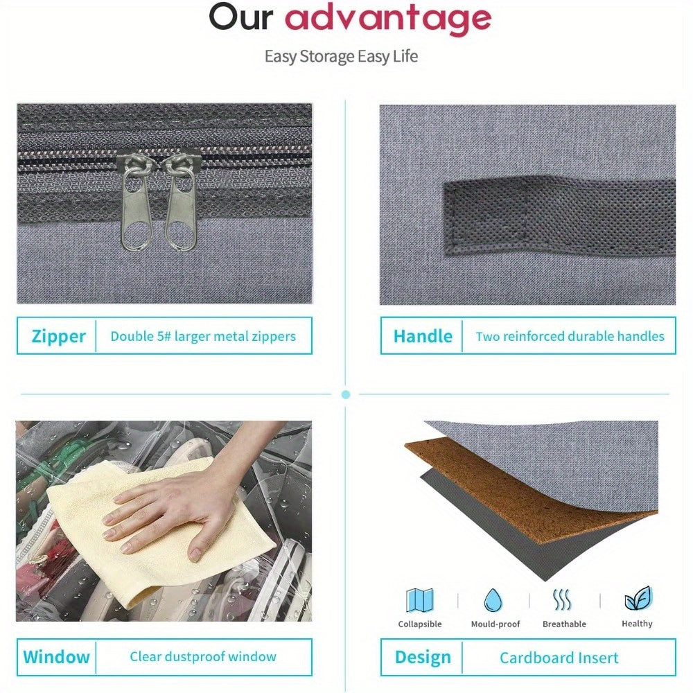 Juego de 2 organizadores de almacenamiento para zapatos debajo de la cama, capacidad para 24 pares, ventilados con ventana transparente