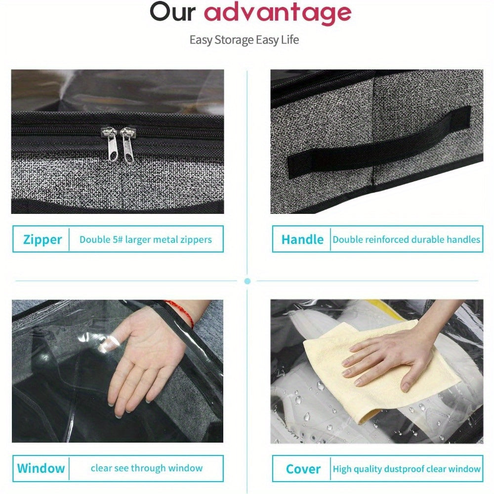 Juego de 2 organizadores de almacenamiento para zapatos debajo de la cama, capacidad para 24 pares, ventilados con ventana transparente