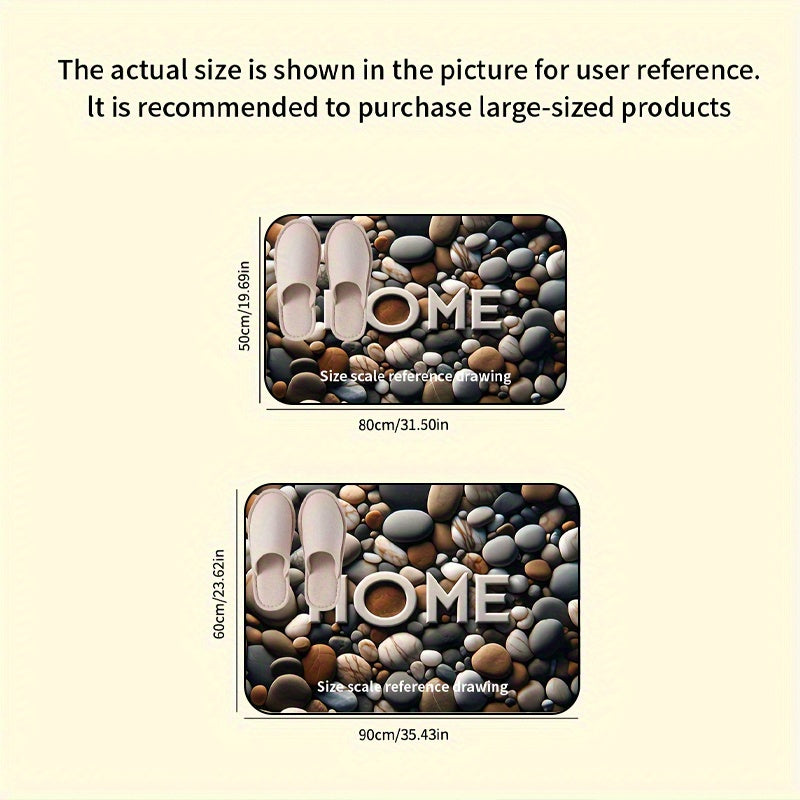 Pebble Print Welcome Mat Polyester Fiber Slip-Resistant Entryway Rug