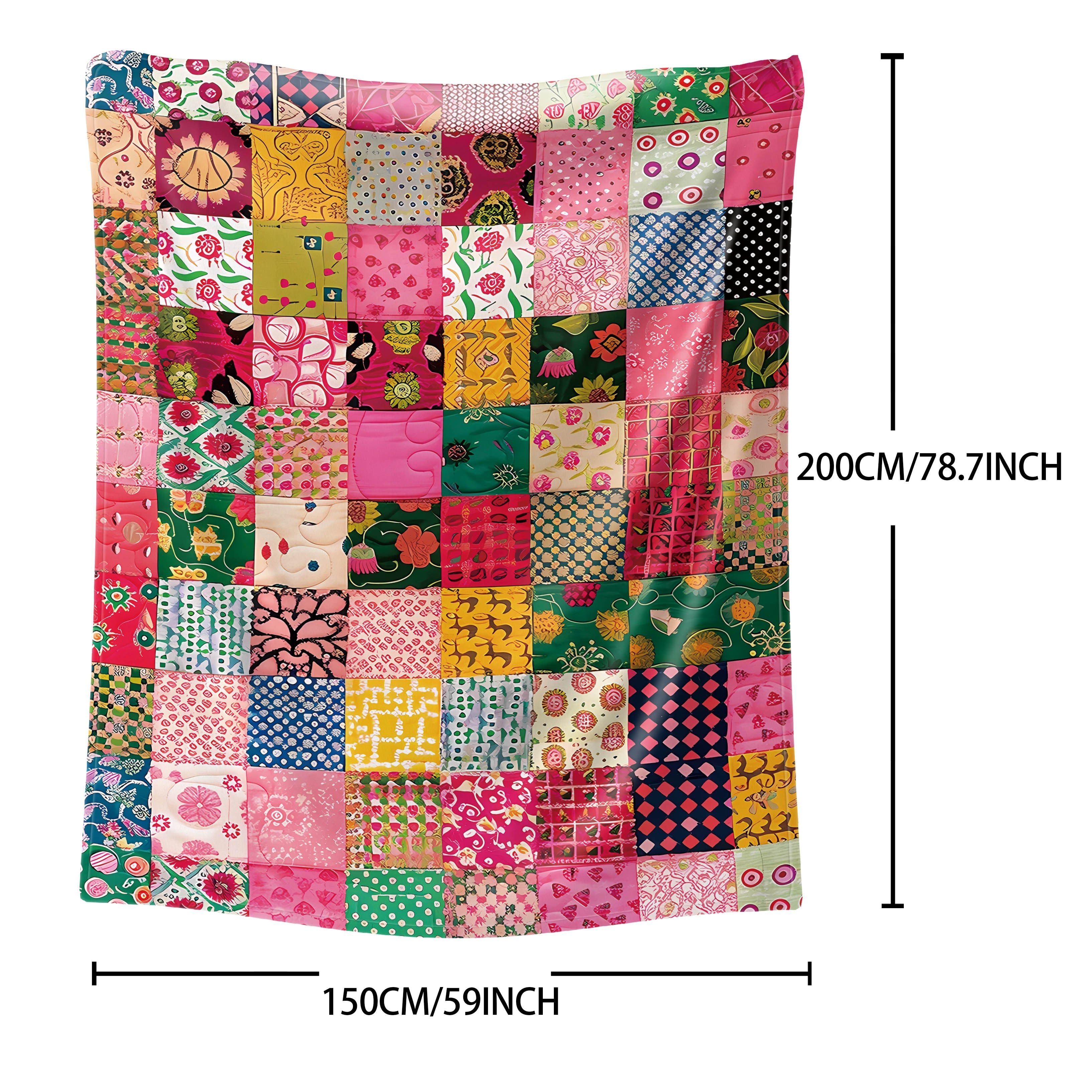 Rang-barang patchwork flanel yostiq uchun yostiq, divan va tabiatda yurish uchun