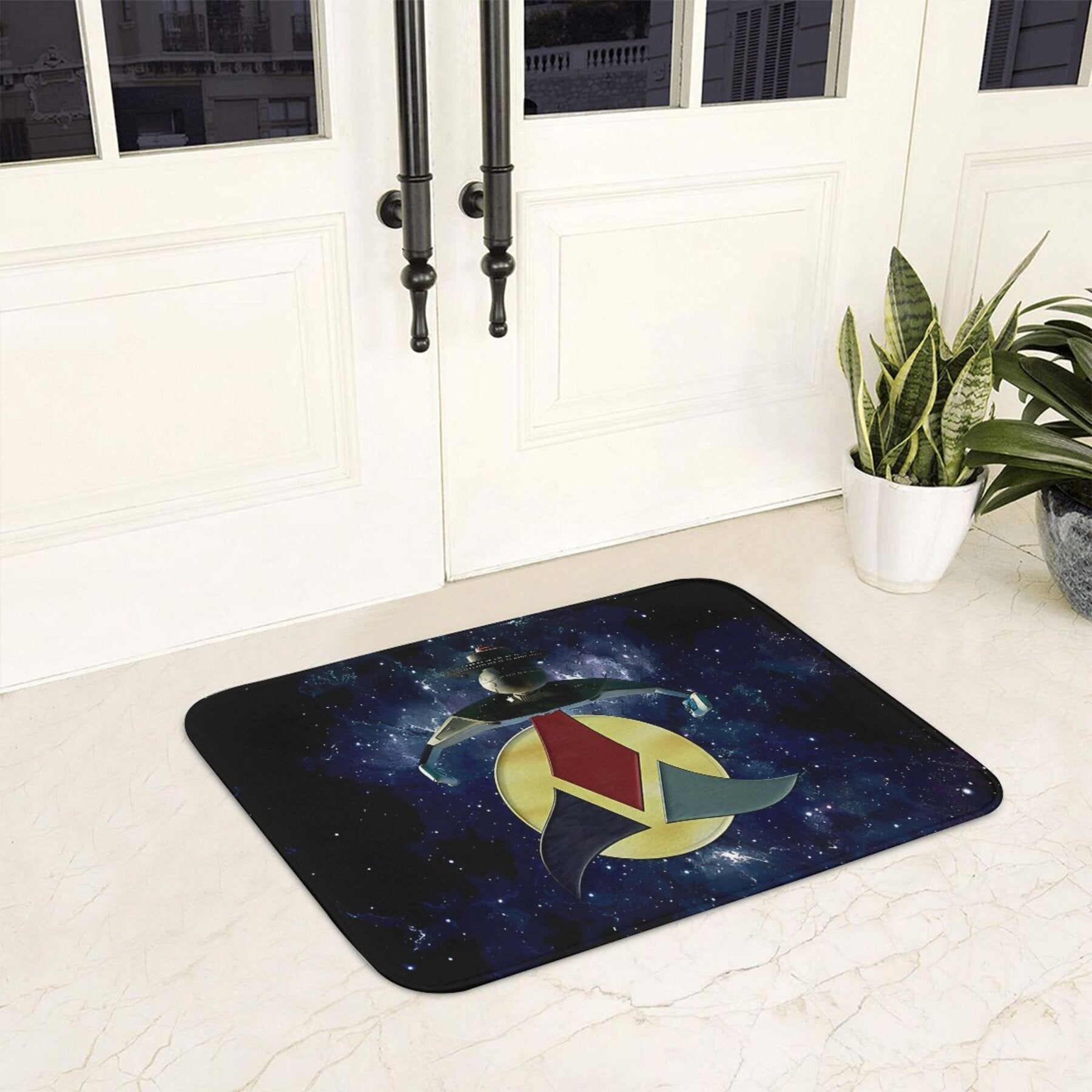 Rectangular Polyester Welcome Mat for Home Kitchen Non-Slip Machine Washable Doormat