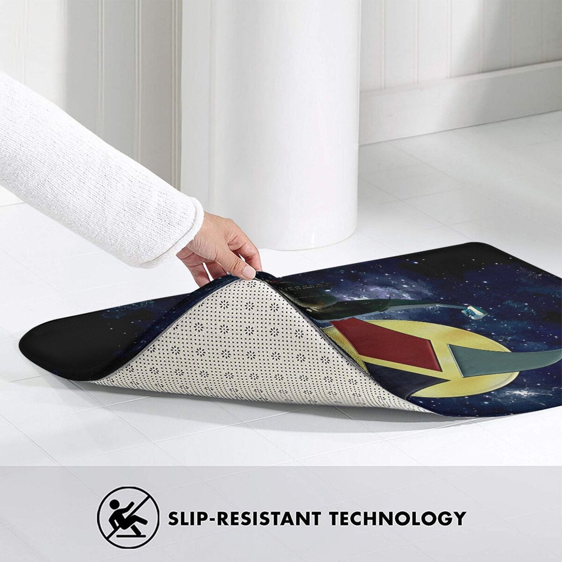 Rectangular Polyester Welcome Mat for Home Kitchen Non-Slip Machine Washable Doormat