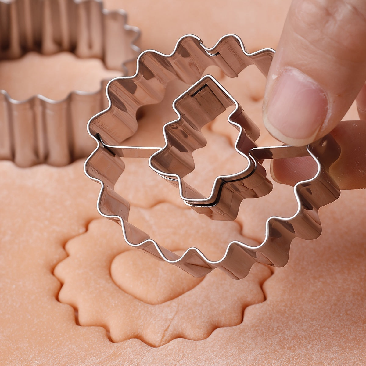 Pair of 2 Stainless Steel Cookie Cutters for Holiday Shapes, Durable Biscuit Molds