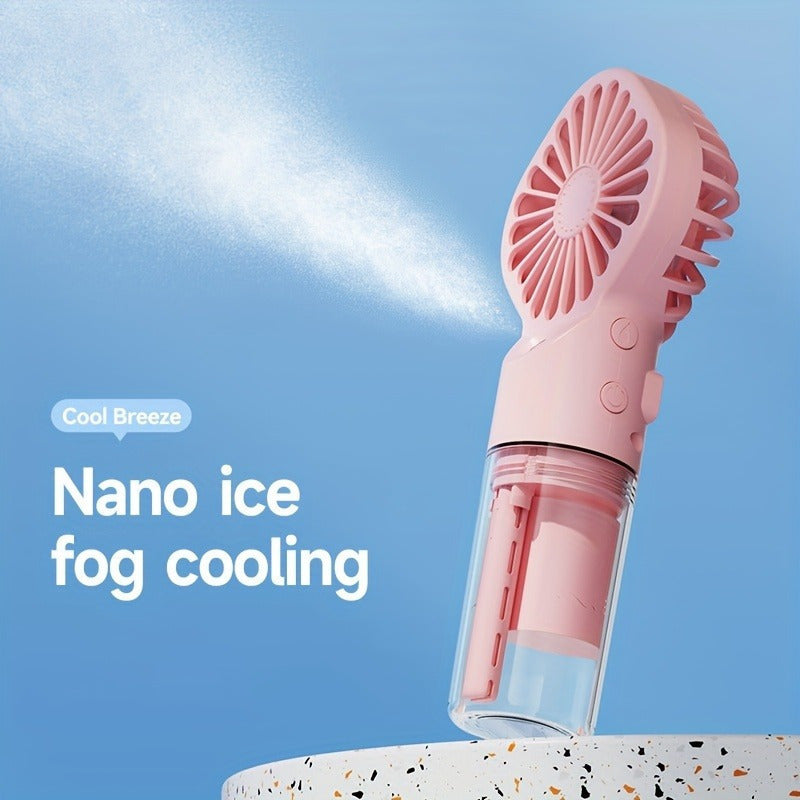 Portativ qo‘l bilan ishlovchi bug‘lantiruvchi ventilyator va purkagich, qayta tiklanadigan USB, tashqi va ichki foydalanish uchun