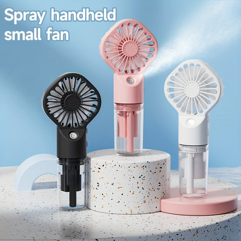Portable Handheld Misting Fan with Spray Bottle Rechargeable USB Outdoor Indoor
