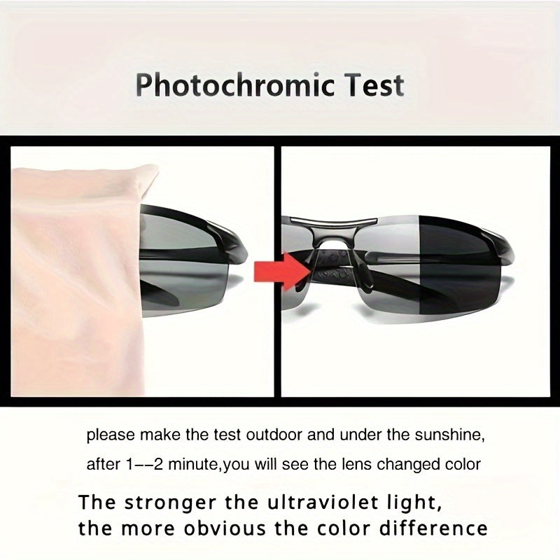 Unisex Photochromic Polarized Sunglasses for Outdoor Activities Driving Fishing Cycling