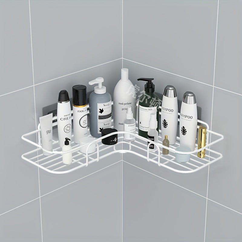 Corner Wall-Mounted Shower Caddy Rack for Shampoo and Kitchen Storage No Drilling