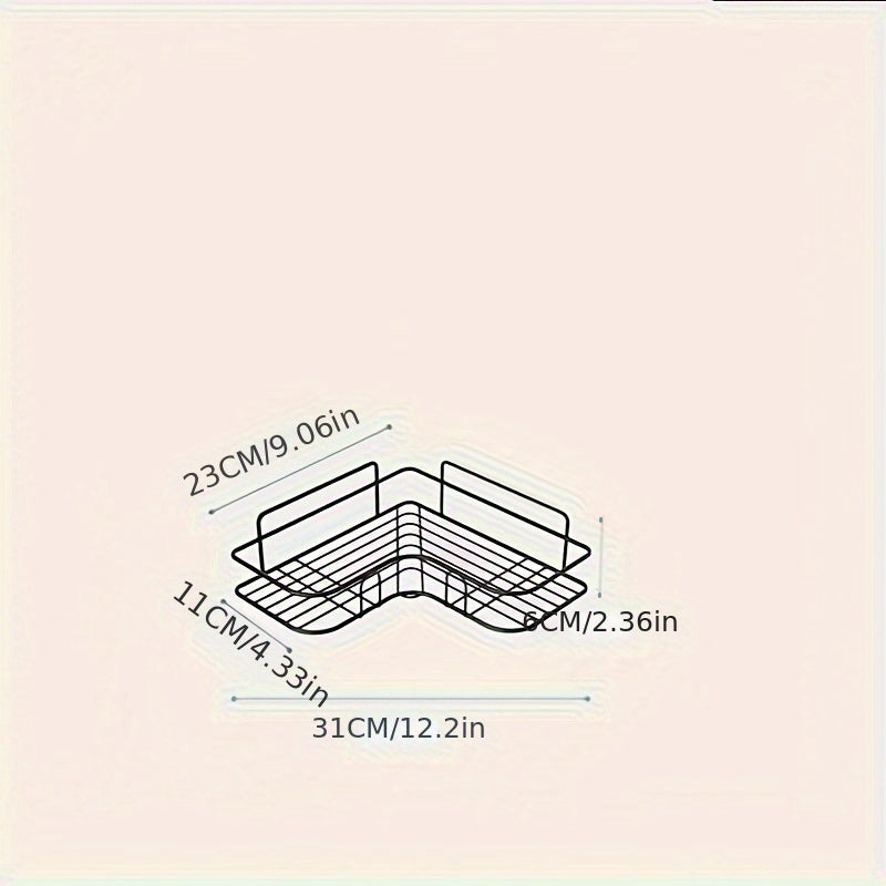 Corner Wall-Mounted Shower Caddy Rack for Shampoo and Kitchen Storage No Drilling