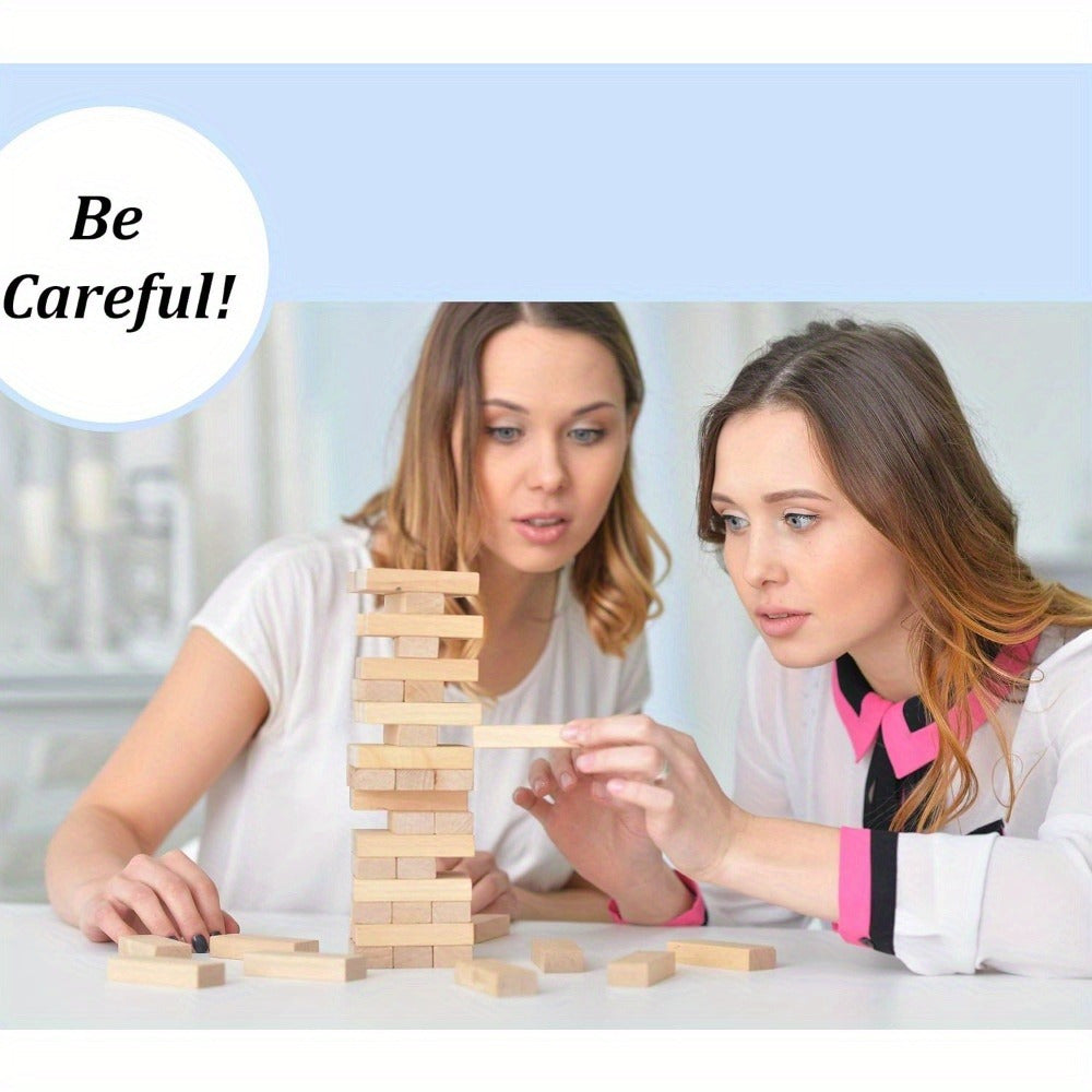 Wooden Stacking Blocks Game for Family Fun 48 Pieces Kids Age 14+ Wheat