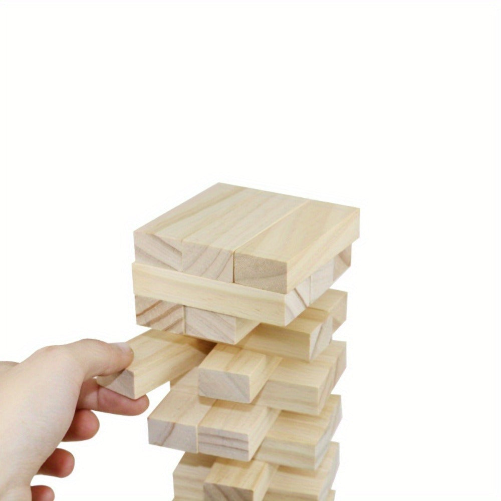 Wooden Stacking Blocks Game for Family Fun 48 Pieces Kids Age 14+ Wheat