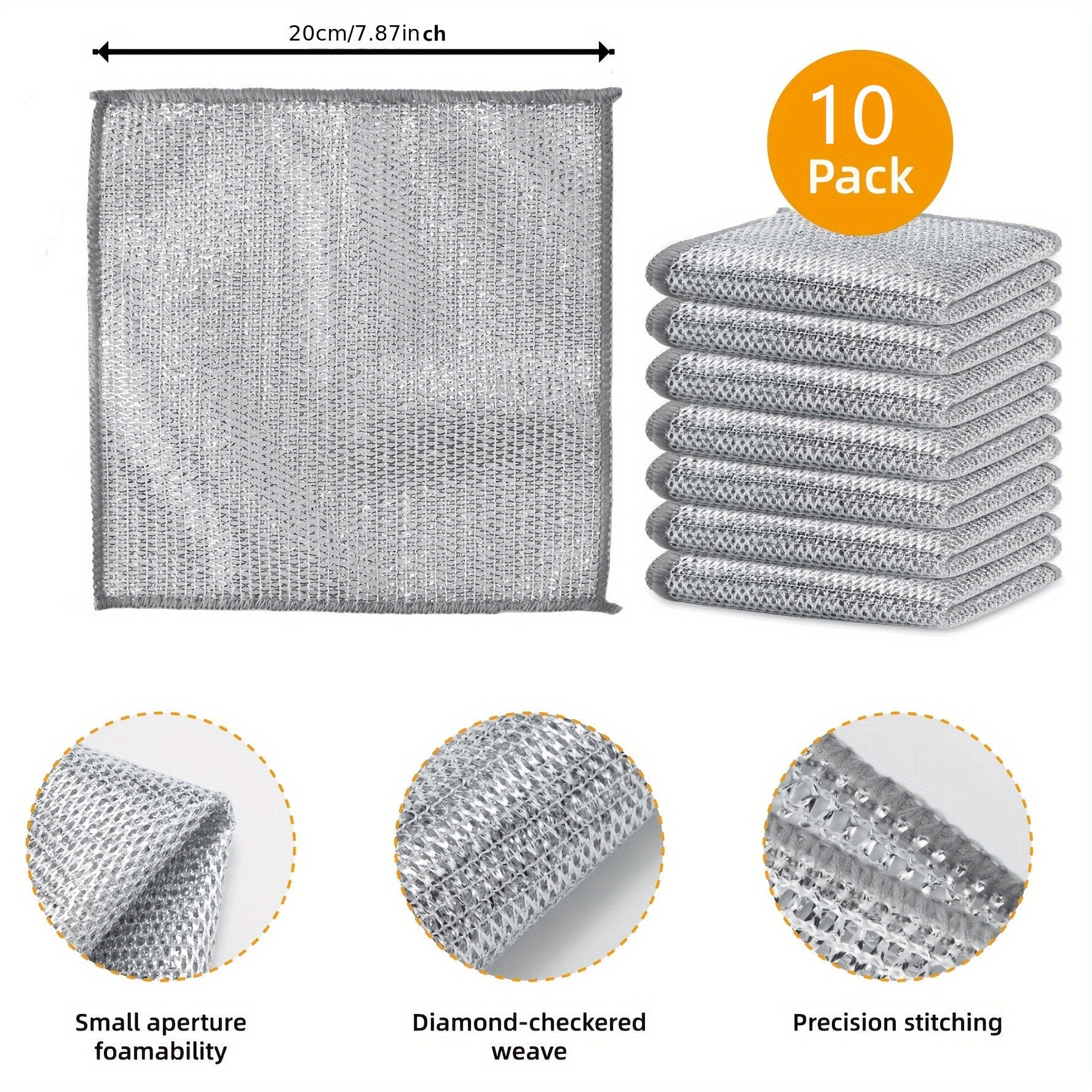 10 Pack Microfiber Cleaning Cloths Dual-Sided Textured for Kitchen Bathroom