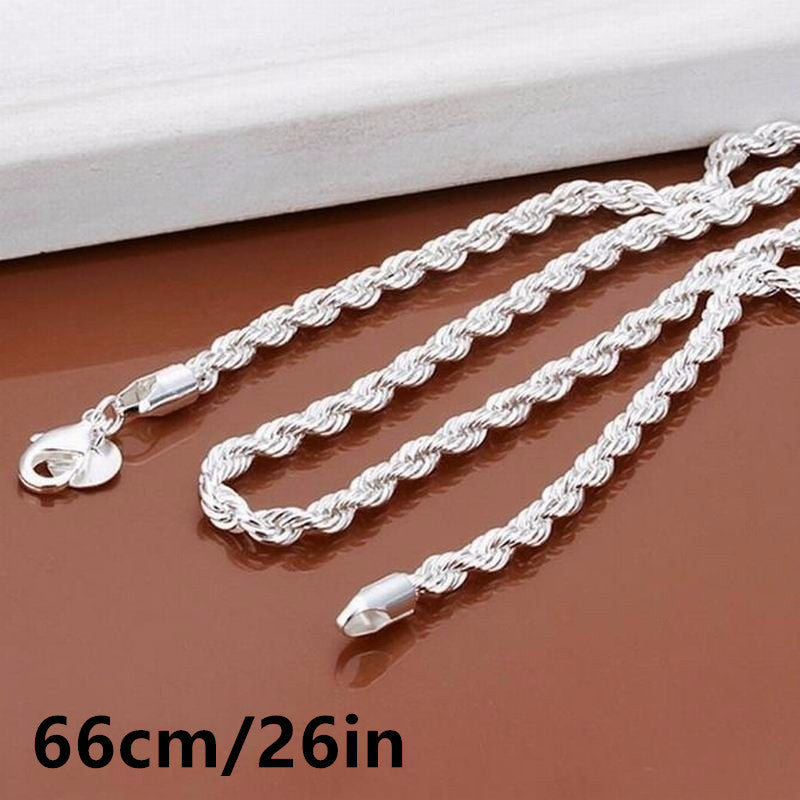 Унисекс серебряное покрытие цепочка с плетёным канатом украшение для повседневной носки и вечеринок
