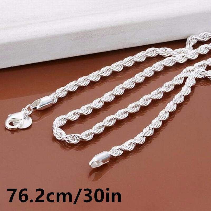 Унисекс серебряное покрытие цепочка с плетёным канатом украшение для повседневной носки и вечеринок