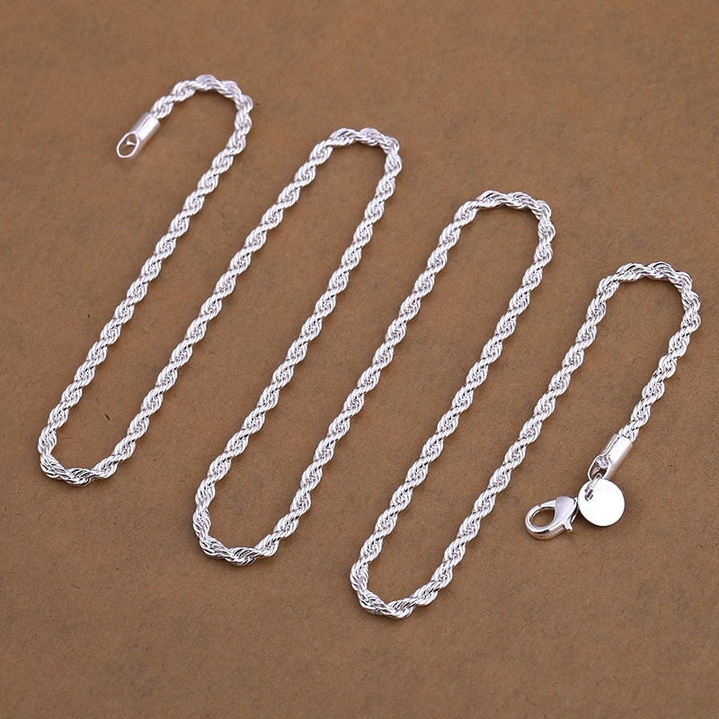 Унисекс серебряное покрытие цепочка с плетёным канатом украшение для повседневной носки и вечеринок