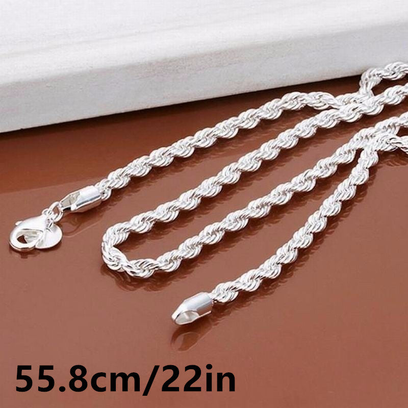Унисекс серебряное покрытие цепочка с плетёным канатом украшение для повседневной носки и вечеринок