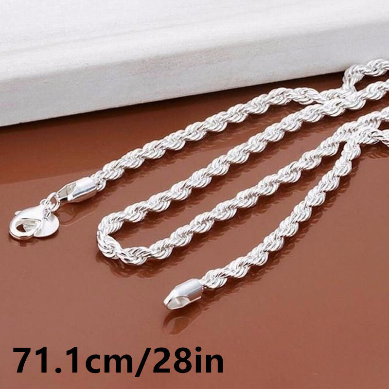 Унисекс серебряное покрытие цепочка с плетёным канатом украшение для повседневной носки и вечеринок