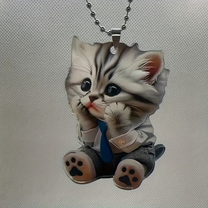 Acrylic Cat Hanging Figurine for Car Home Backpack Decoration