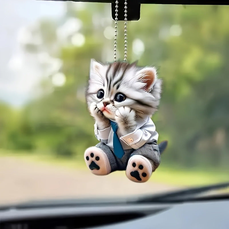 Acrylic Cat Hanging Figurine for Car Home Backpack Decoration