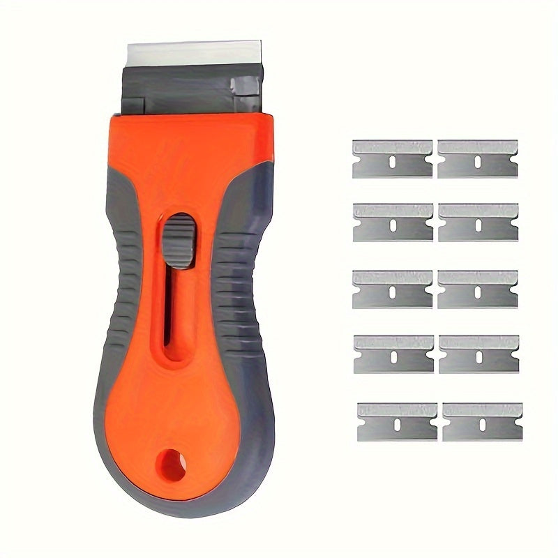 Handheld Razor Blade Scraper Tool with Extra Blades for Glass and Floor Cleaning