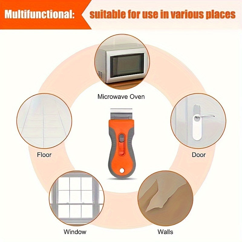 Handheld Razor Blade Scraper Tool with Extra Blades for Glass and Floor Cleaning