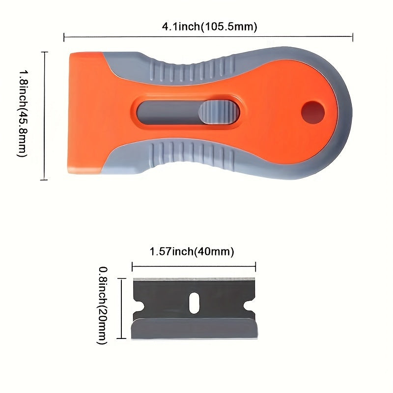 Handheld Razor Blade Scraper Tool with Extra Blades for Glass and Floor Cleaning