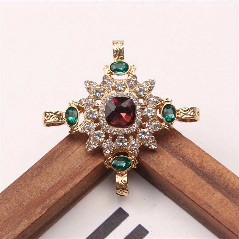 Vintage Baroque Rhinestone Cross Brooch for Women Elegant Pin Accessory