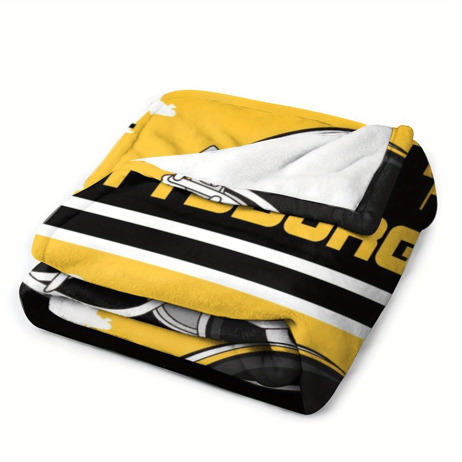 Personalized Pittsburgh Football Plush Fleece Blanket Customizable Lightweight Throw for Couch Bed Travel