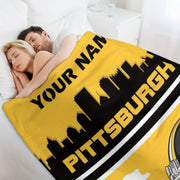 Personalized Pittsburgh Football Plush Fleece Blanket Customizable Lightweight Throw for Couch Bed Travel