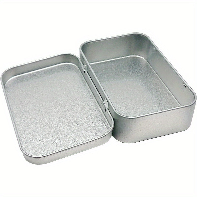 Silver Finish Rectangle Tin Box Set with Flip Top Metal Storage Bins for Crafts and Organization 9.4cm x 6.1cm x 2.29cm